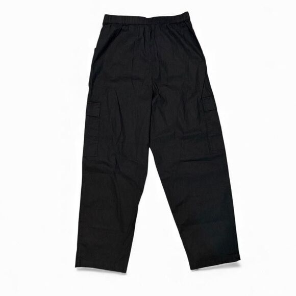Athleta Paradise Straight Leg Cargo Pants Womens Small Black Linen Blend New - Picture 2 of 11